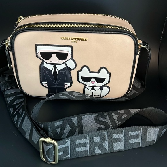 Karl Lagerfeld Black and Cream (Fawn) Crossbody Bag featuring Choupette - Picture 3 of 13